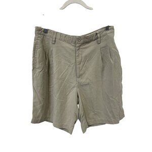 Bamboo Cay Pleated Shorts Size 34 Beige Polynosic Blend Summer Resort Outdoor
